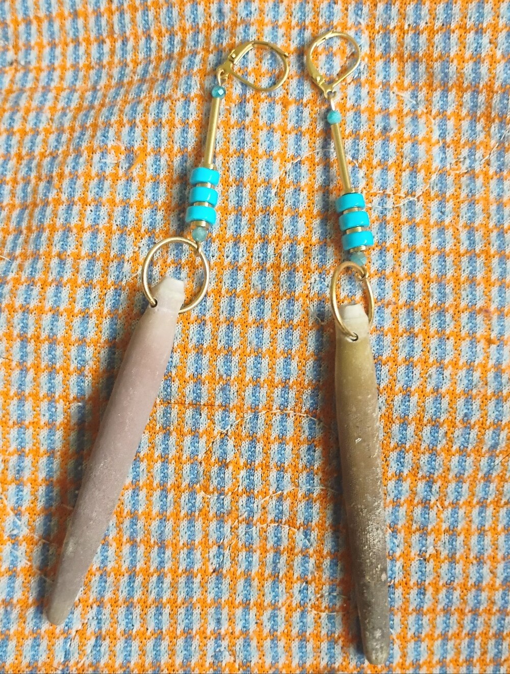 XL Turquoise And Sea Urchin Spine Statement Earrings